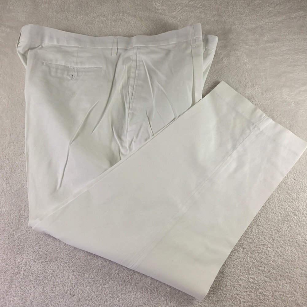 Linea Uomo Mens White Pleated Front Cotton Stretch Dress Pants 46W x 30L